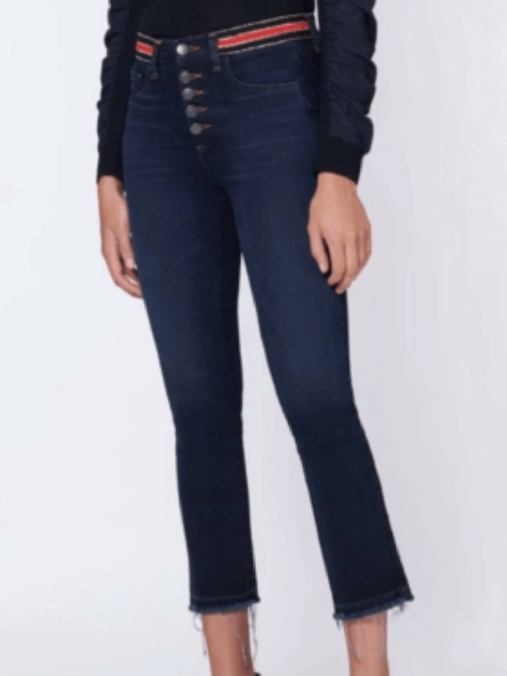 VERONICA BEARD Carolyn 10" Baby Boot Dark Slate Striped Waistband Jeans 26